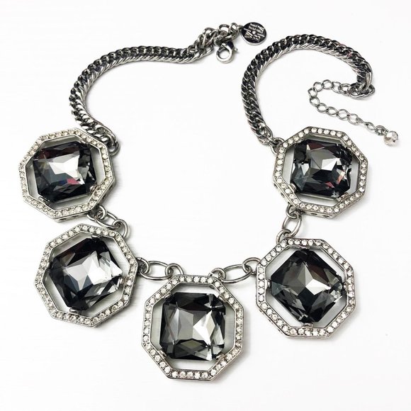 White House Black Market Silver Octagon Necklace